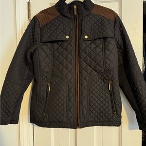 Weatherproof Navy and Brown Quilted Puffer Jacket